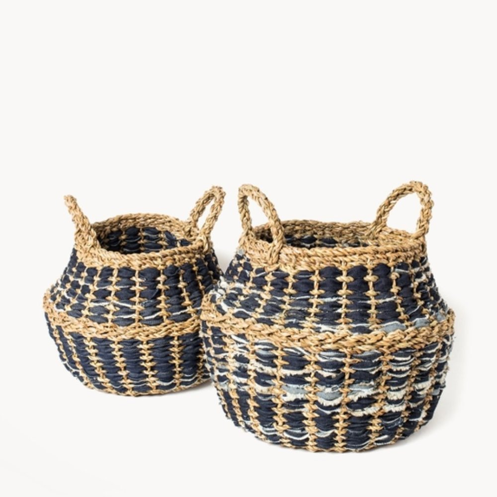 Handwoven Wicker Basket l Daya Foldable Basket-Set of 2